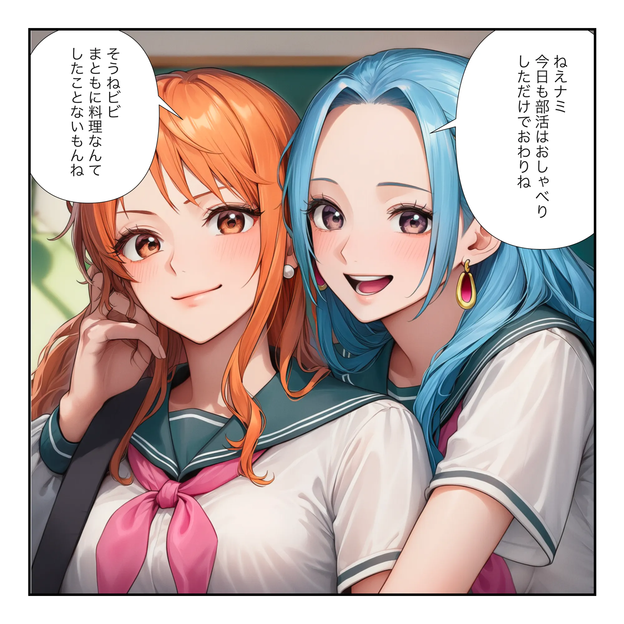 【ワンピ学園ハーレム】美女とサンジの制服えっち（ナミ・ボニー・ビビ） - 2ページ