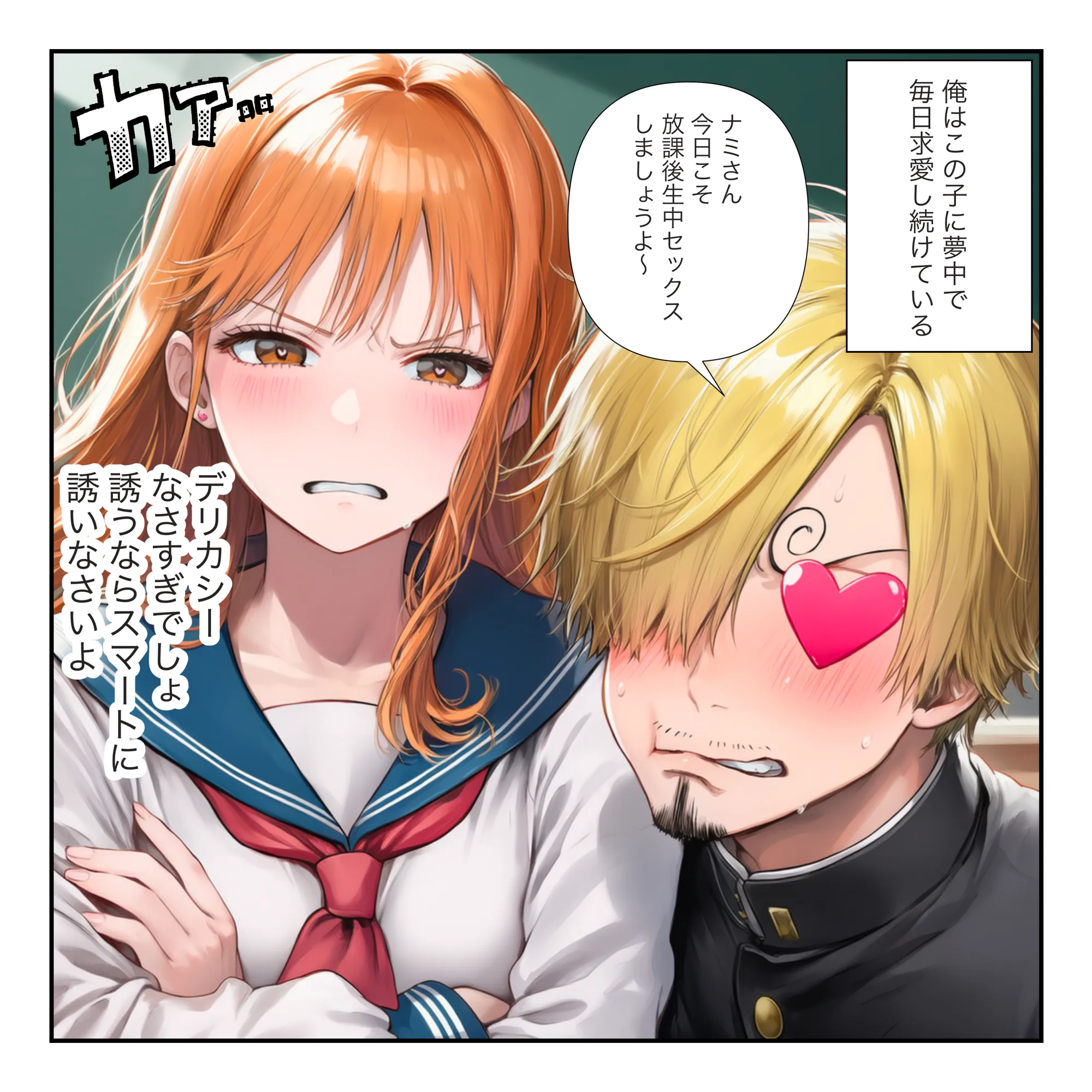 【ワンピ学園ハーレム】美女とサンジの制服えっち（ナミ・ボニー・ビビ） - 3ページ