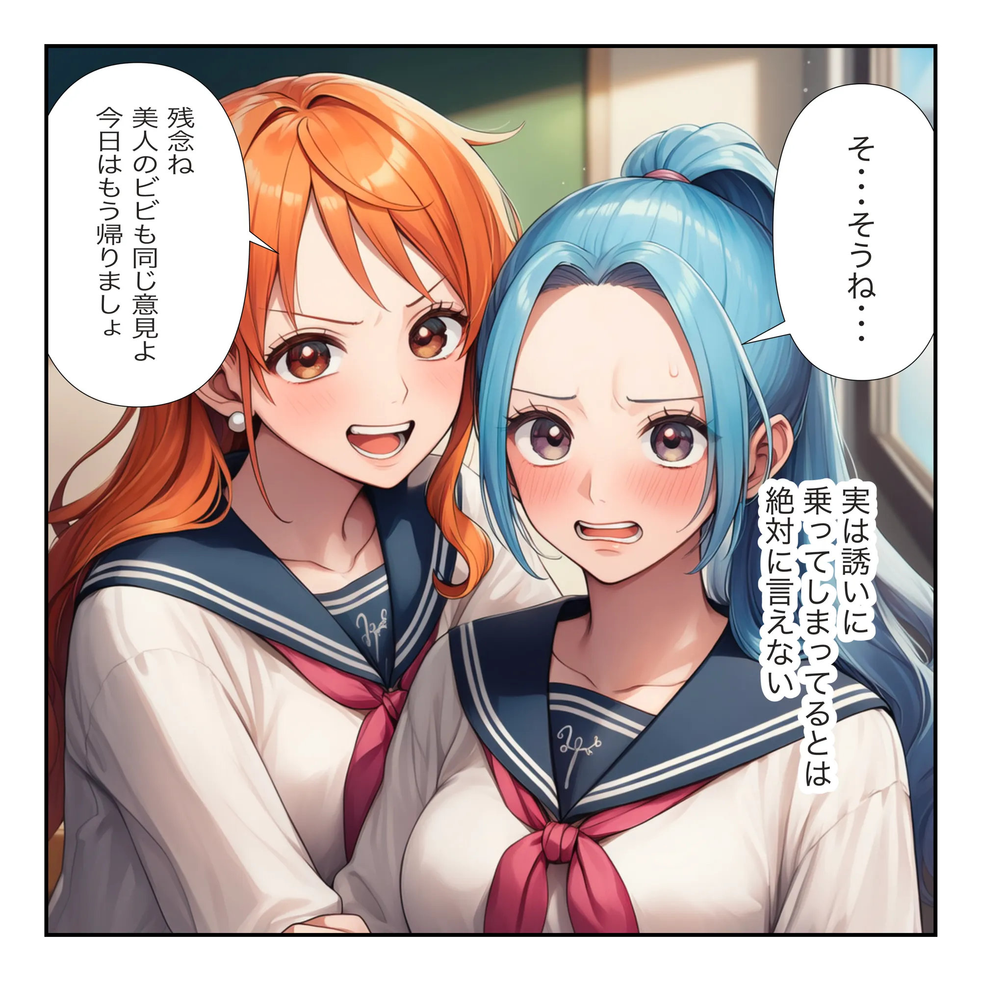 【ワンピ学園ハーレム】美女とサンジの制服えっち（ナミ・ボニー・ビビ） - 6ページ