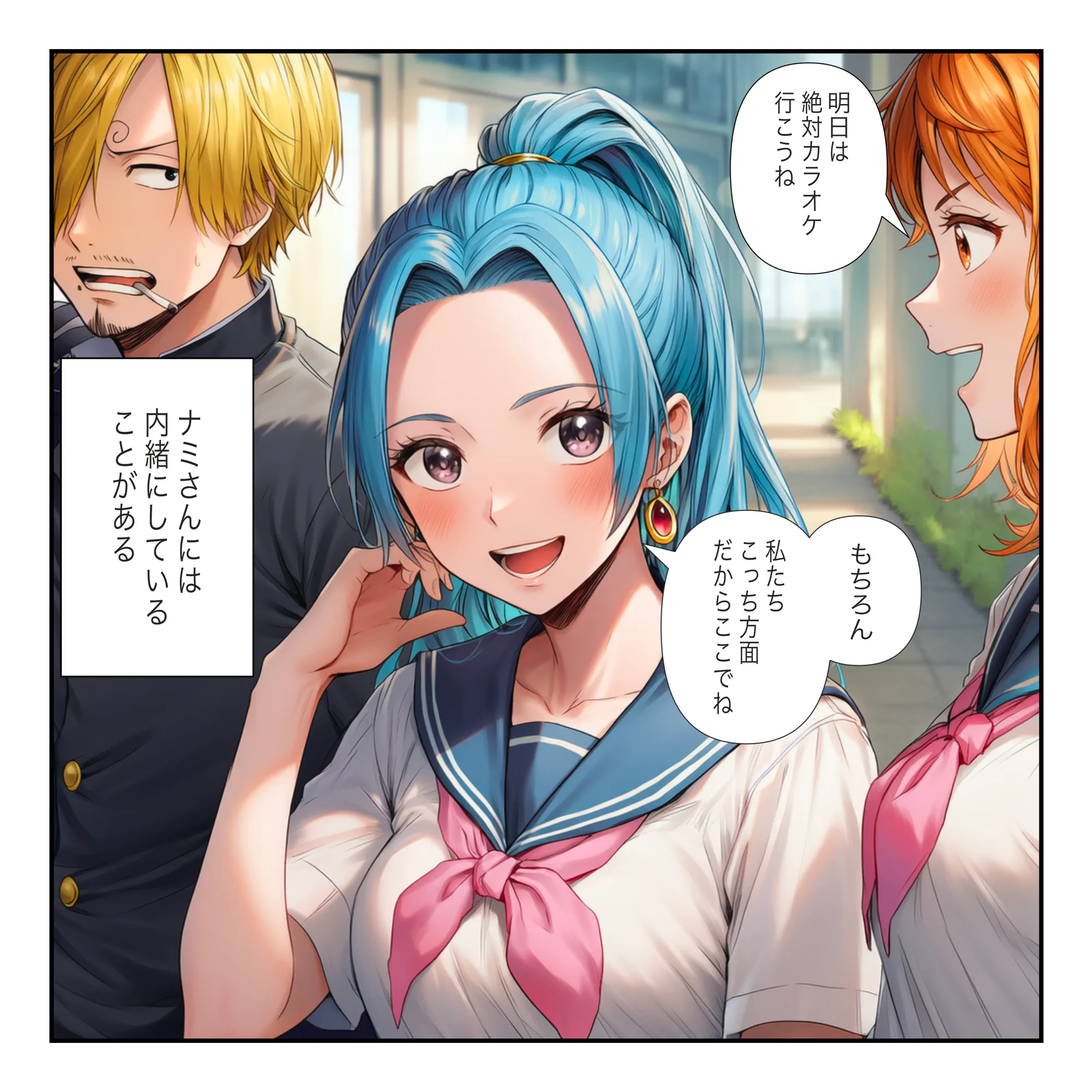 【ワンピ学園ハーレム】美女とサンジの制服えっち（ナミ・ボニー・ビビ） - 8ページ