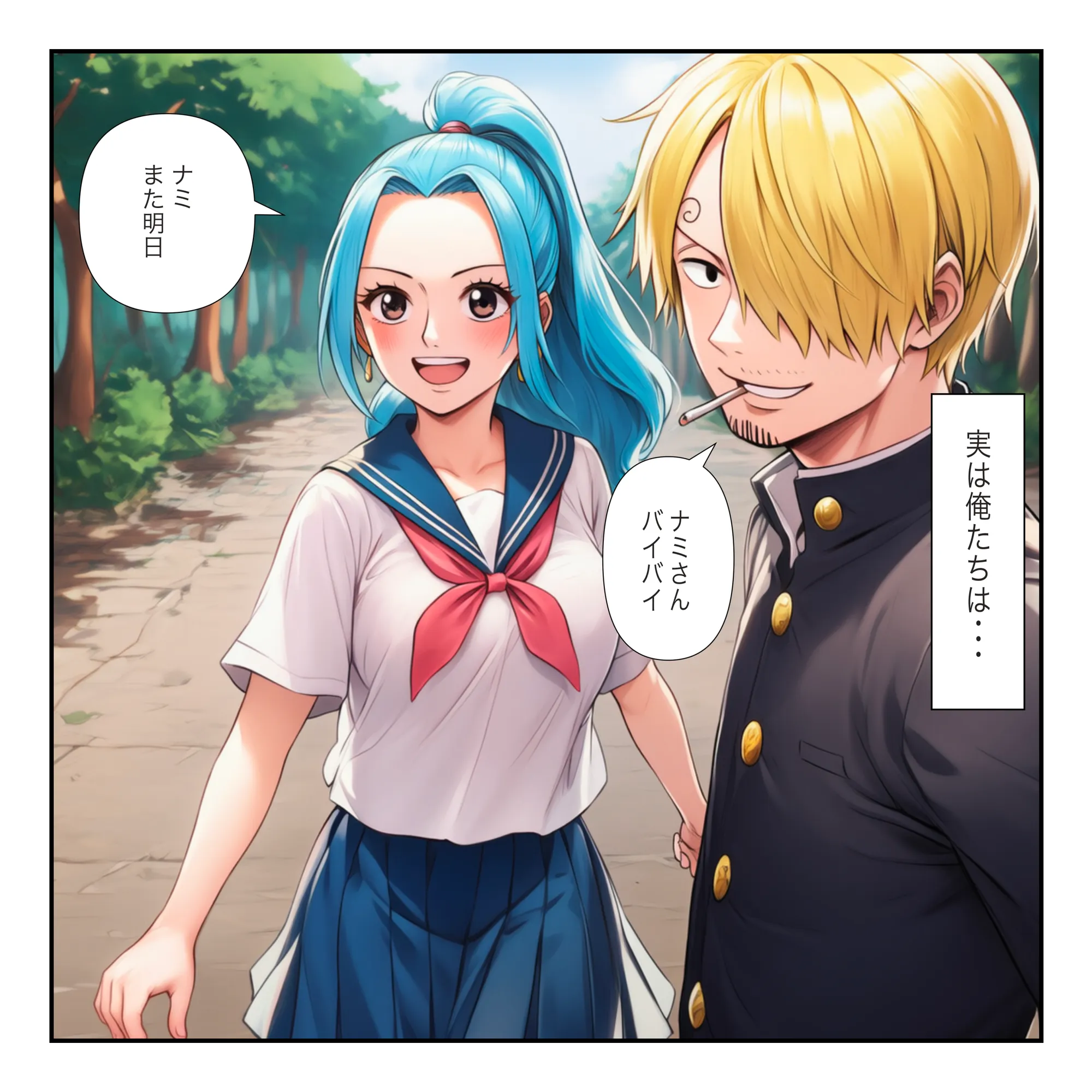 【ワンピ学園ハーレム】美女とサンジの制服えっち（ナミ・ボニー・ビビ） - 9ページ