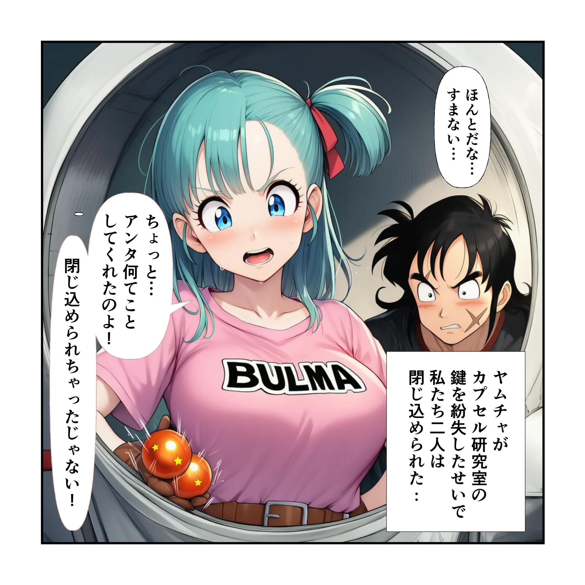 中出し孕ませビッチギャルな巨乳ブルマの性交相手はヤムチャとベジータ - 1ページ