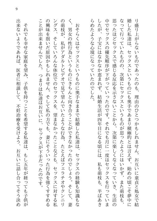 寝取られた夫と孕まされた妻 -萌枝の10日間不倫- 信じていた美人妻が見知らぬ男達との乱交セックスで第一子懐妊 サンプル画像 7