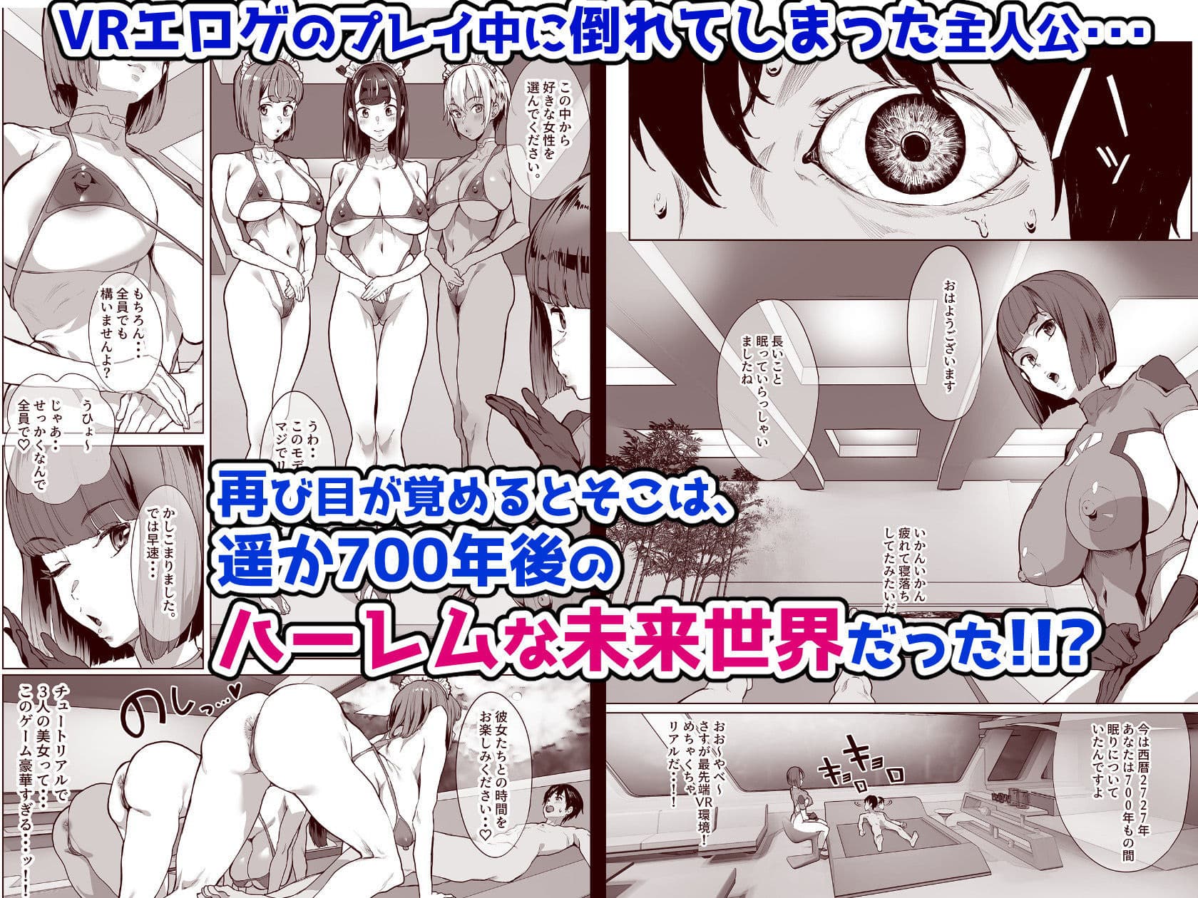 ハーレムでNEWGAME+!! 〜VRエロゲでイったら未来はハーレム世界になっていた!?〜 サンプル画像 1