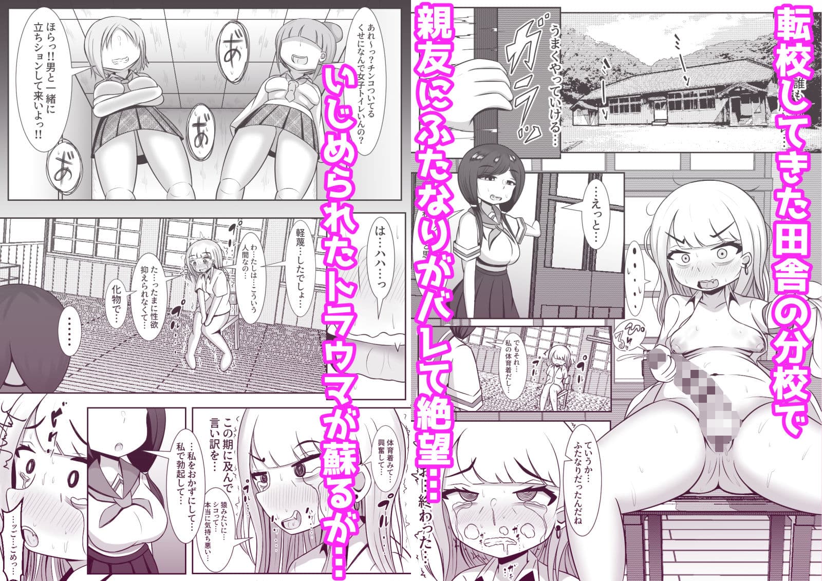 ふたなりでいじめられた都会少女と全肯定田舎少女の二人きり分校性活 サンプル画像 1