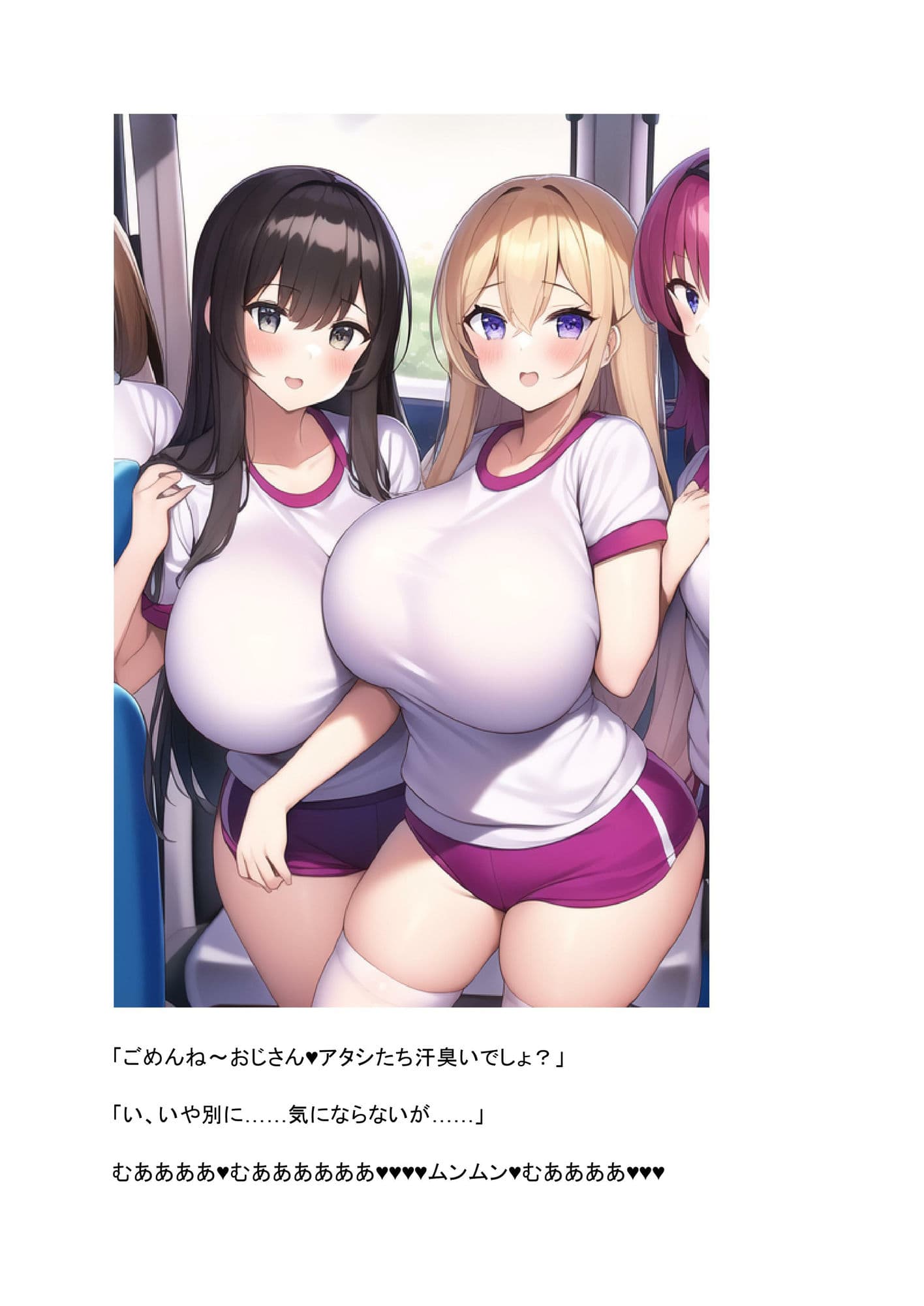 通勤中のバスに乗り込んできたギャルと委員長にからまれて搾精される話。 サンプル画像 5