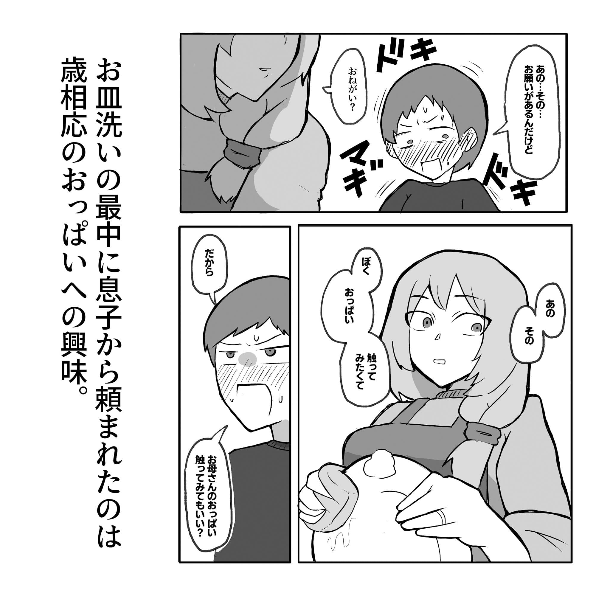息子がおっぱいを触ってみたいと言うので。 サンプル画像 1