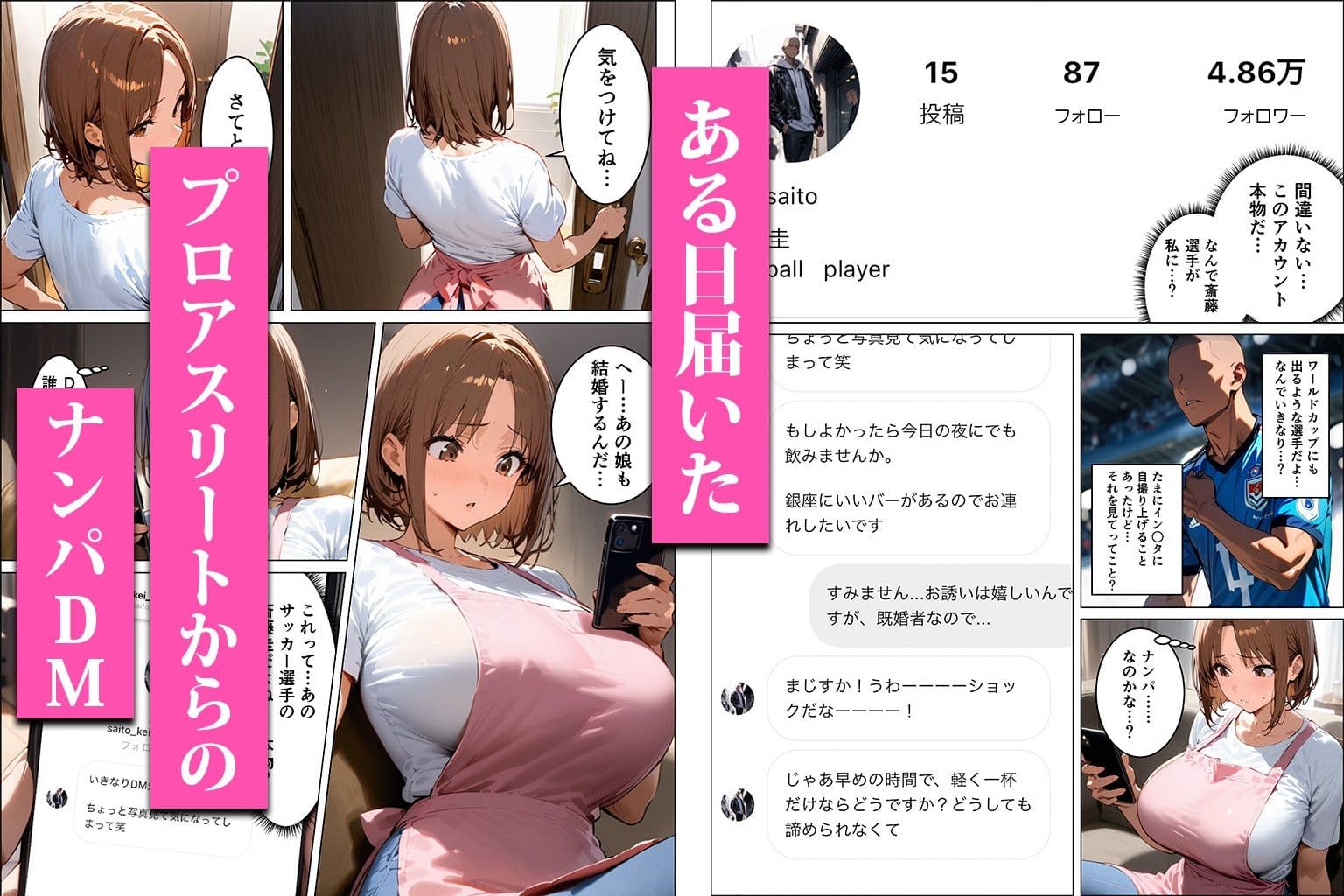 爆乳妻がアスリートのナンパDMで寝取られる話 サンプル画像 2