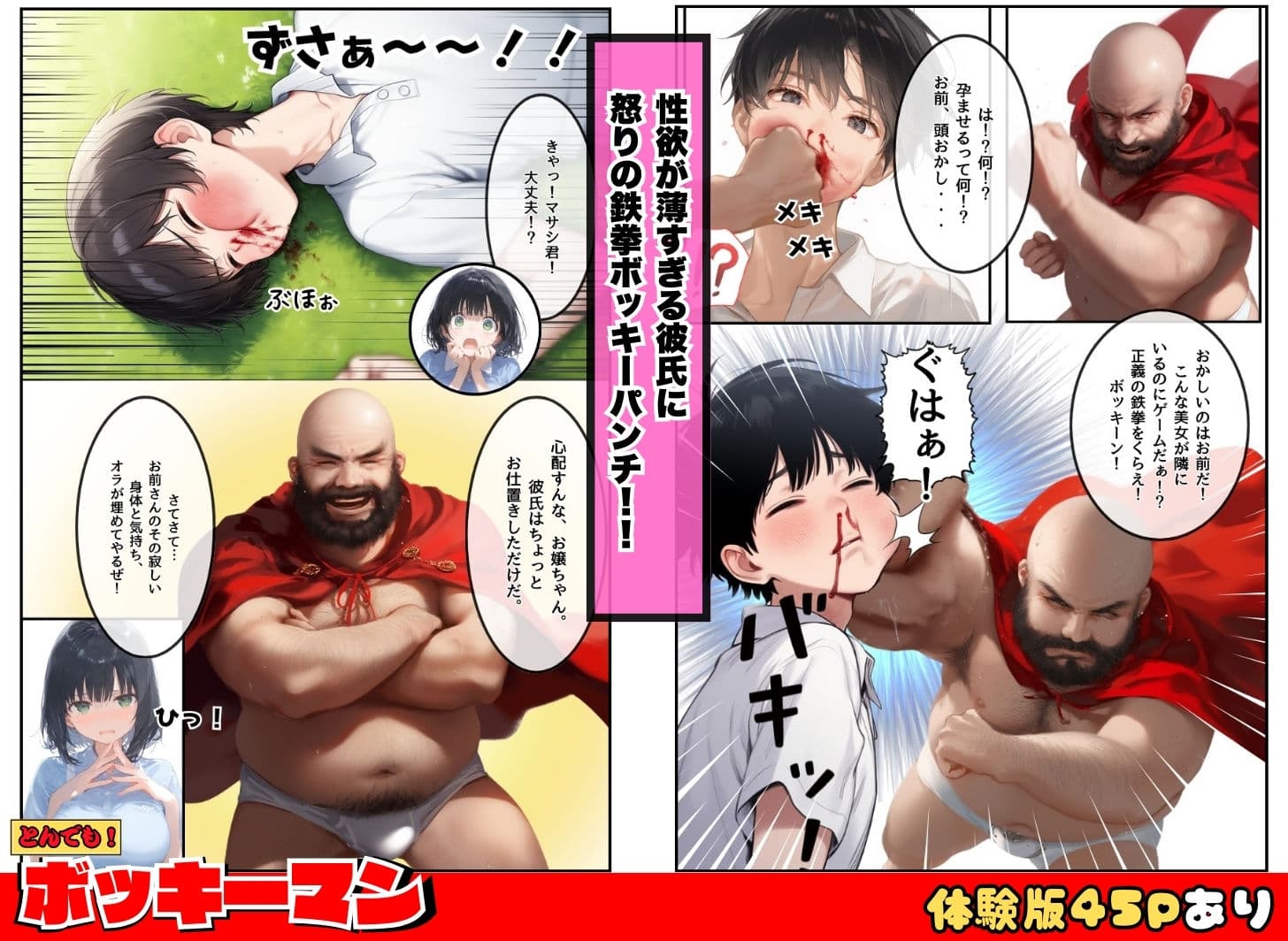 とんでも!ボッキーマン。〜彼氏の前で彼女を寝取ってボッキー!の巻〜 サンプル画像 5