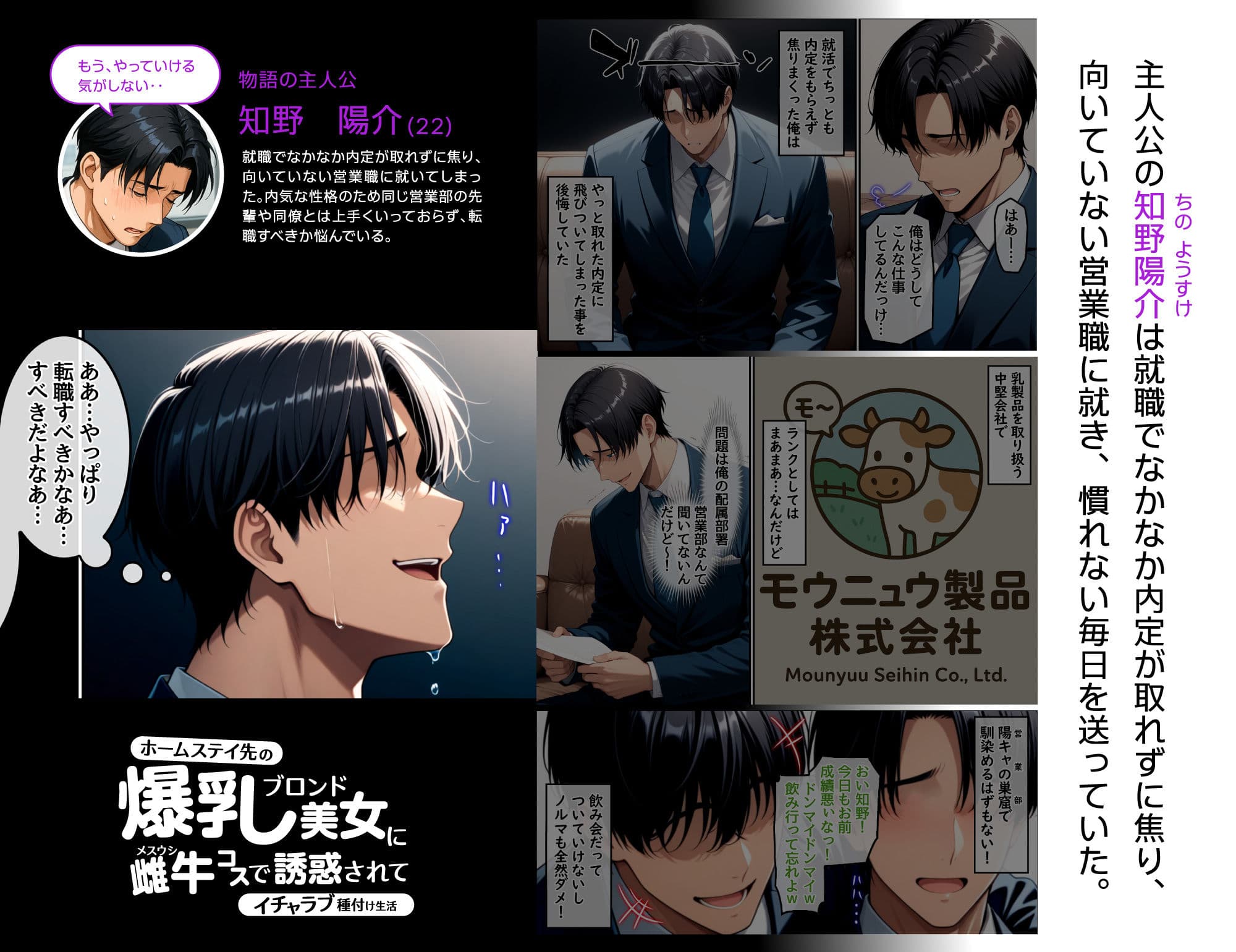 ホームステイ先の爆乳ブロンド美女に雌牛コスで誘惑されてイチャラブ種付け生活1 サンプル画像 1