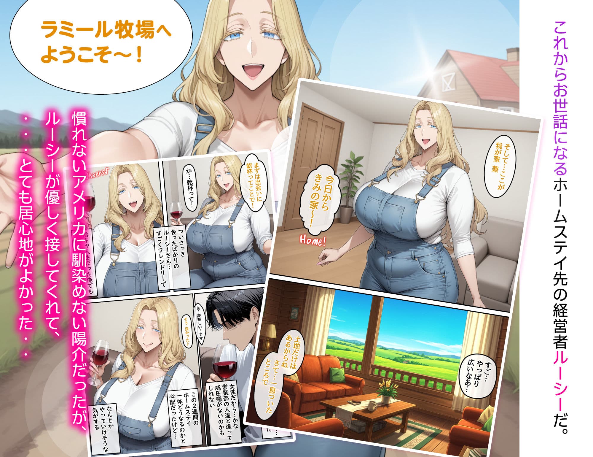 ホームステイ先の爆乳ブロンド美女に雌牛コスで誘惑されてイチャラブ種付け生活1 サンプル画像 4