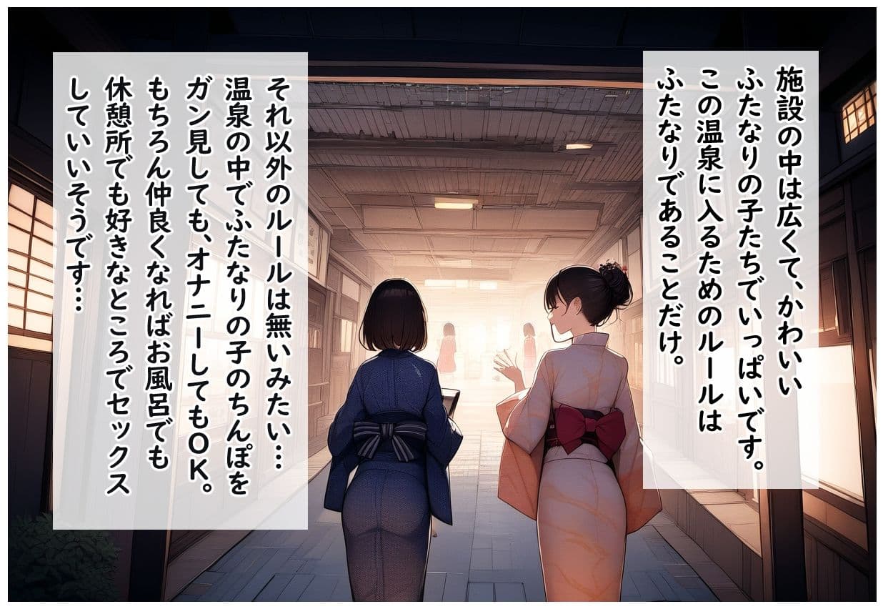 ふたなり温泉「ハッテンの湯」初デートで誘われたのはふたなりだけの温泉天国 サンプル画像 1