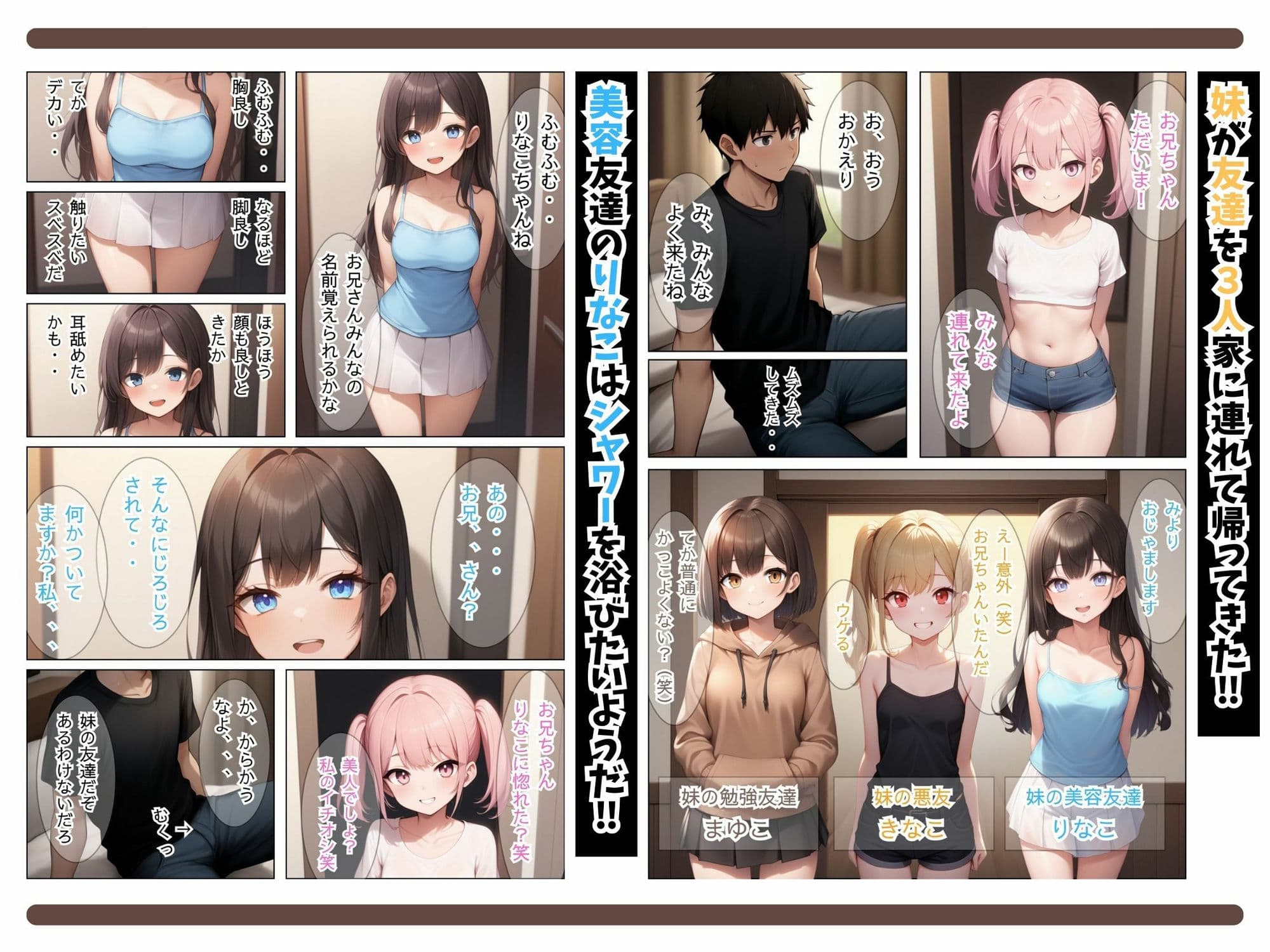 俺は妹の友達とお風呂で処女膜貫通SEXをする。〜妹の悪友(きなこ)美容友達(りなこ)勉強友達(まゆこ)と発育途上ハーレム乱交物語〜 サンプル画像 1