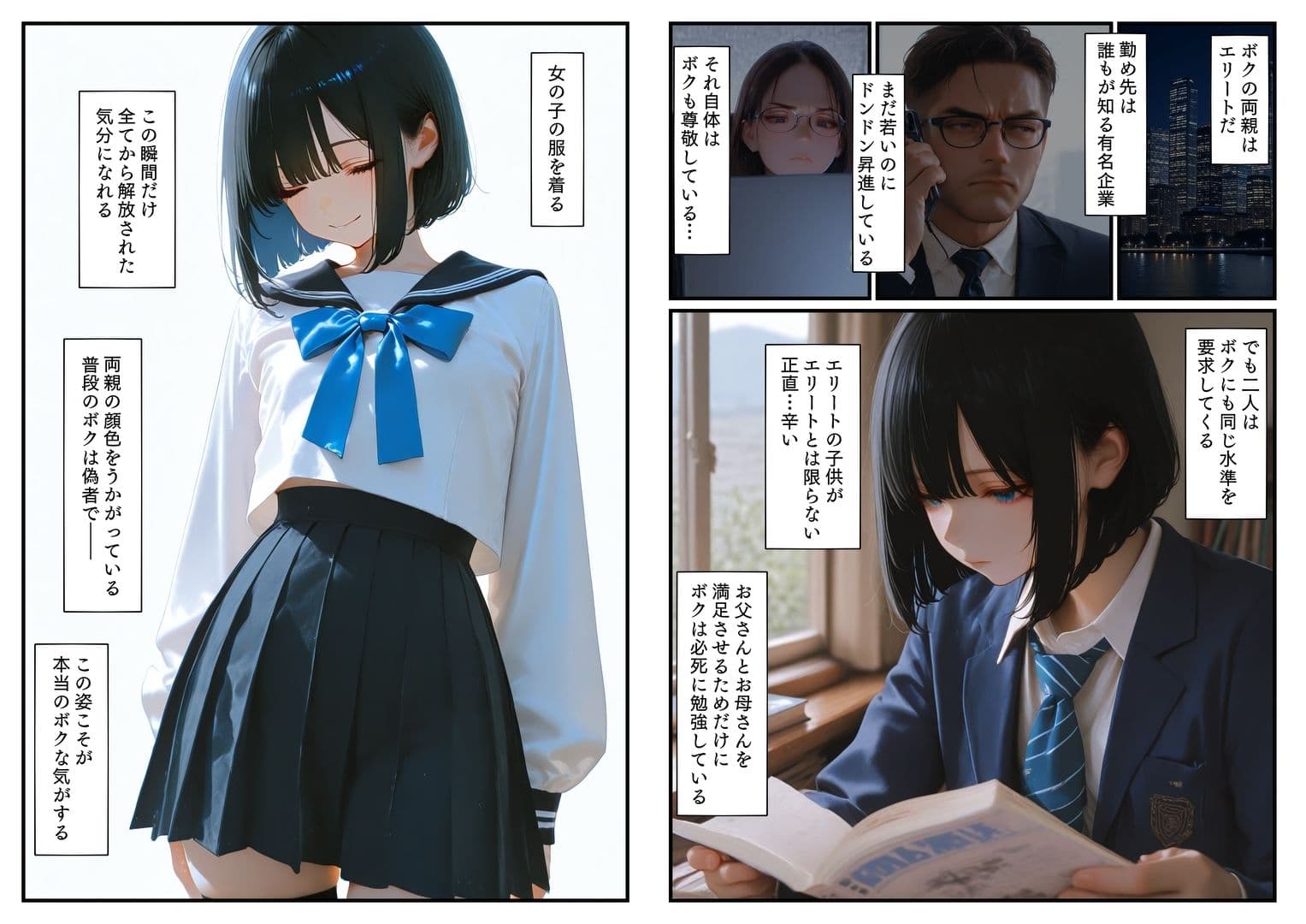 女装少年の性活 電車チカン&公園乱交編 サンプル画像 1