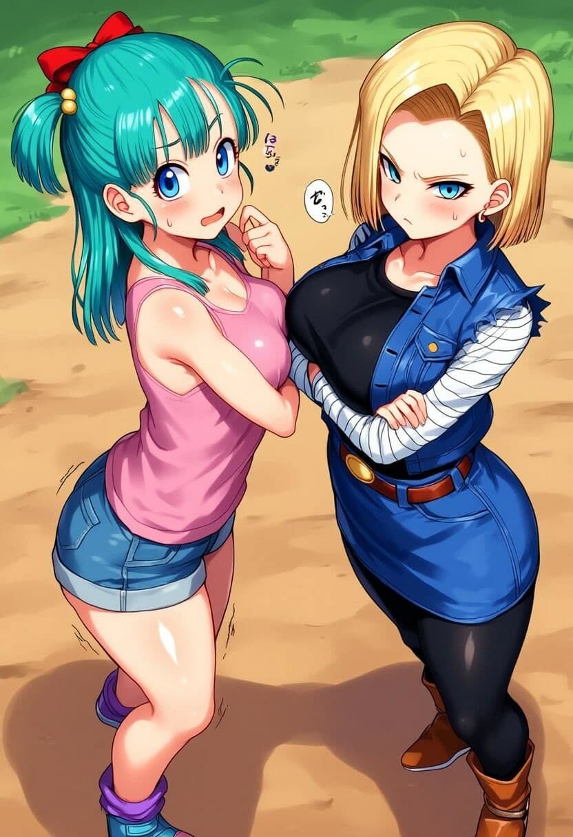 欲求不満なブルマと18号に巨根を見せつけ無許可中出し! サンプル画像 1