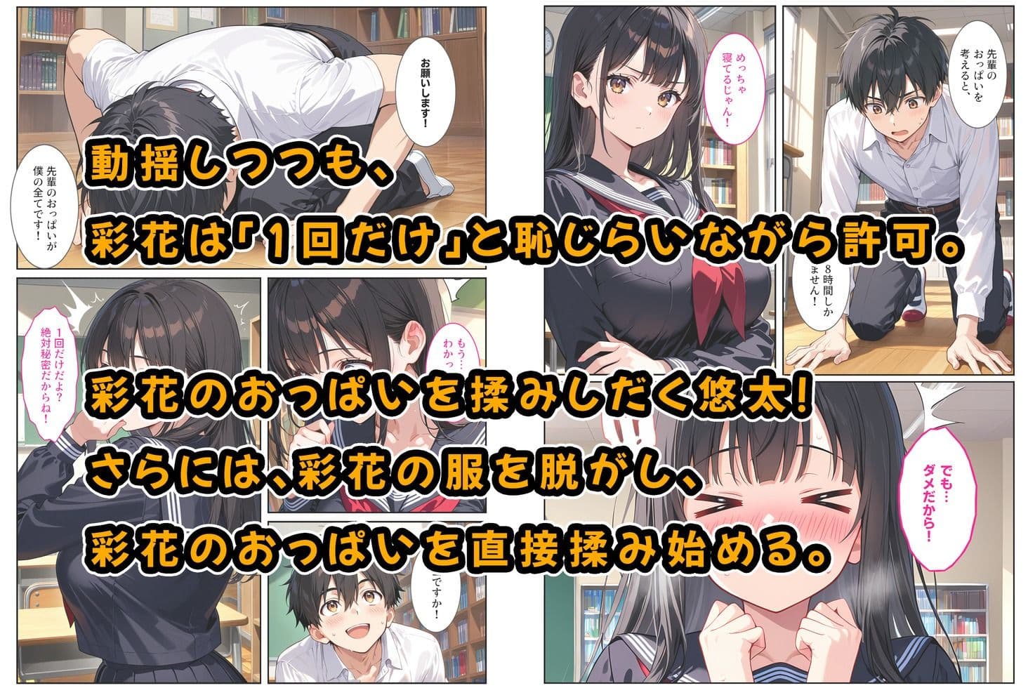 文芸部の先輩(爆乳)におっぱい揉ませてと土下座でお願いしたら… サンプル画像 3