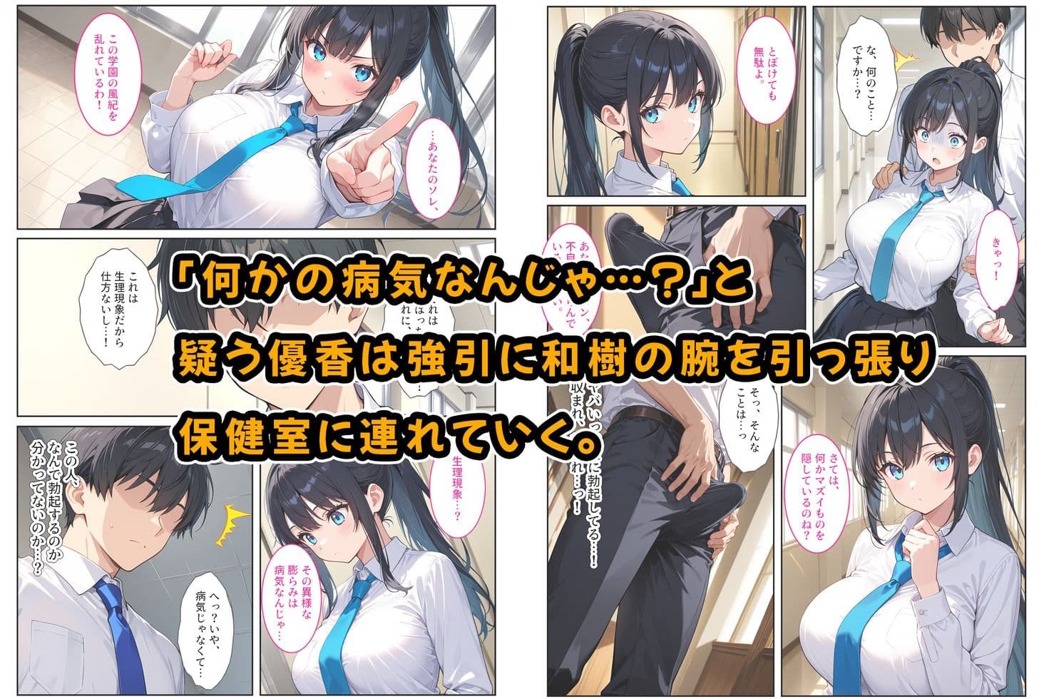 快楽に目覚めた無垢な爆乳風紀委員長とドMなギャル保健医に射精管理されています! サンプル画像 2