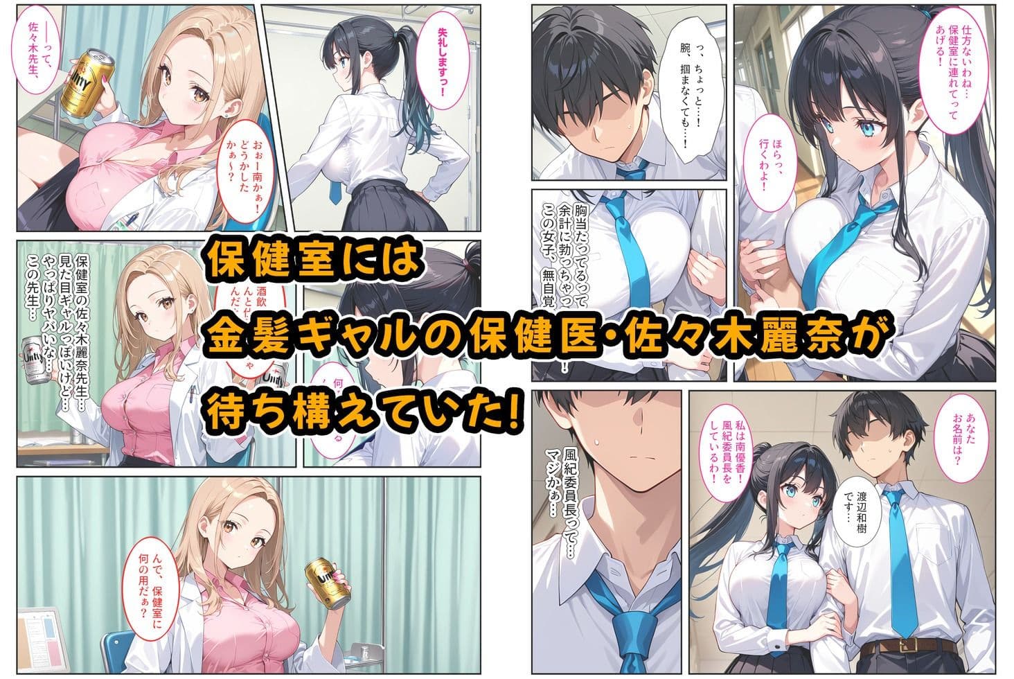 快楽に目覚めた無垢な爆乳風紀委員長とドMなギャル保健医に射精管理されています! サンプル画像 3