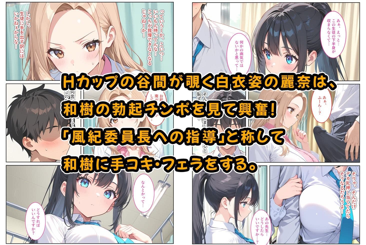 快楽に目覚めた無垢な爆乳風紀委員長とドMなギャル保健医に射精管理されています! サンプル画像 4