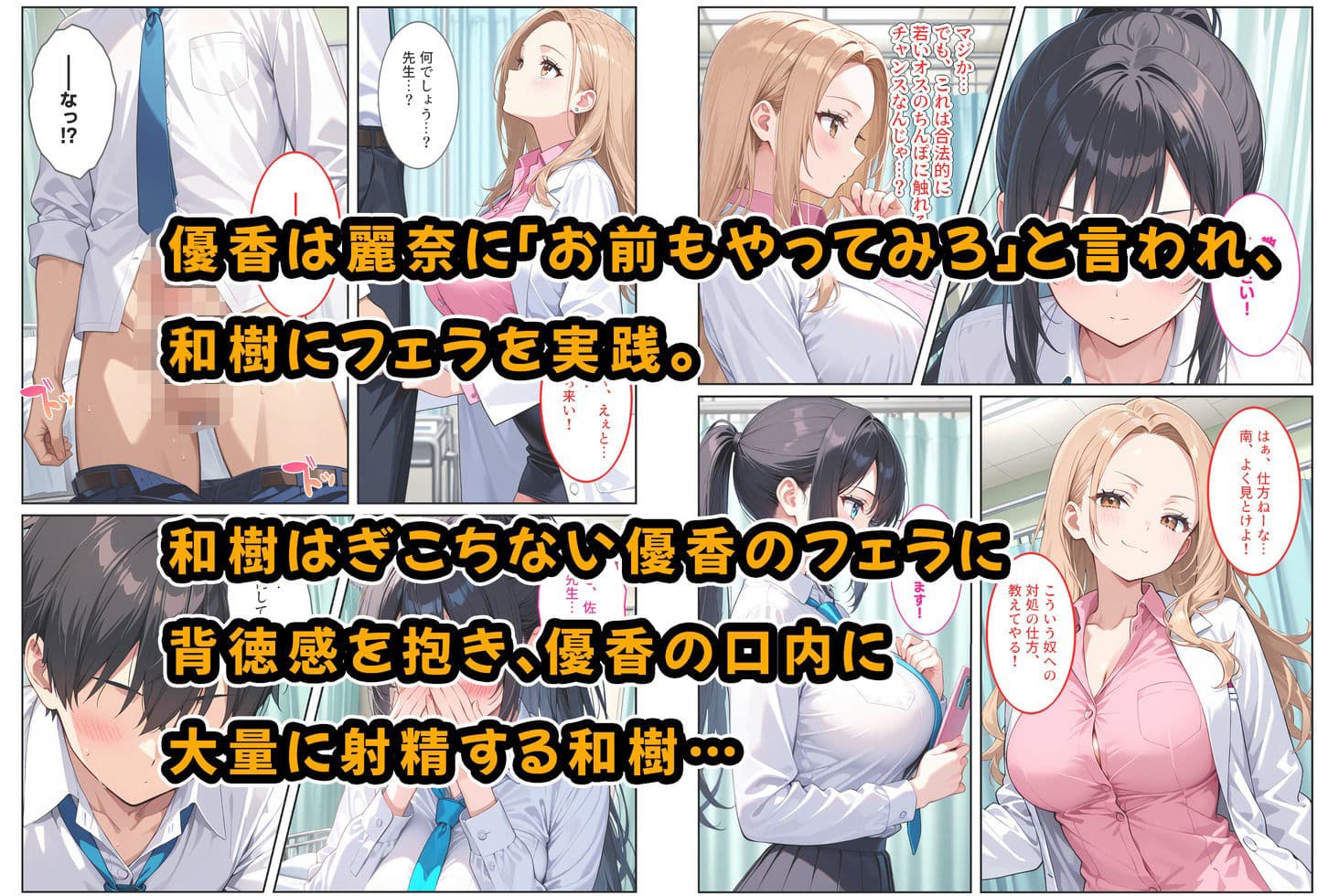 快楽に目覚めた無垢な爆乳風紀委員長とドMなギャル保健医に射精管理されています! サンプル画像 5