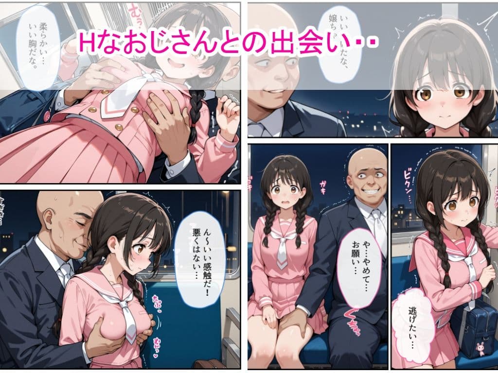 おさげ女子校生に電車中年男が縛り目隠しで中出しをした話 サンプル画像 2