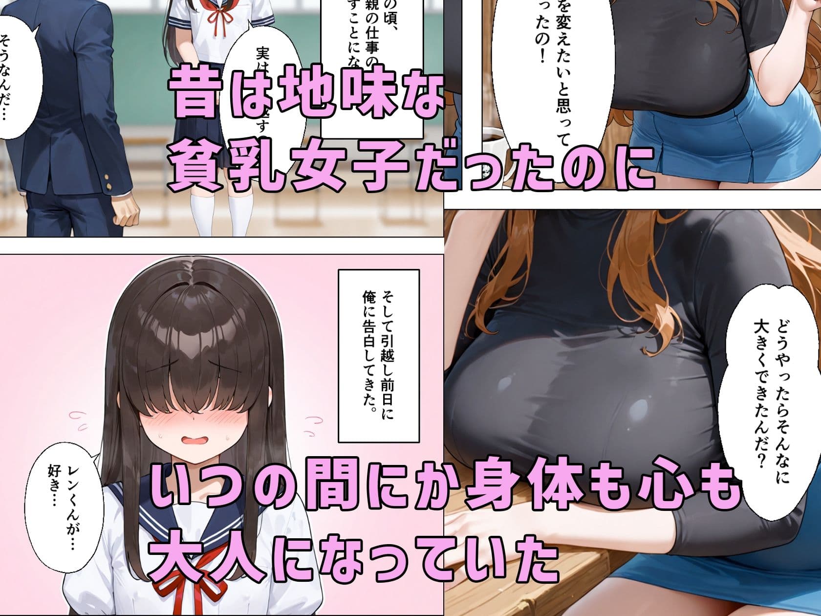久しぶりに再開した幼馴染が貧乳地味子から派手爆乳に成長してた サンプル画像 3