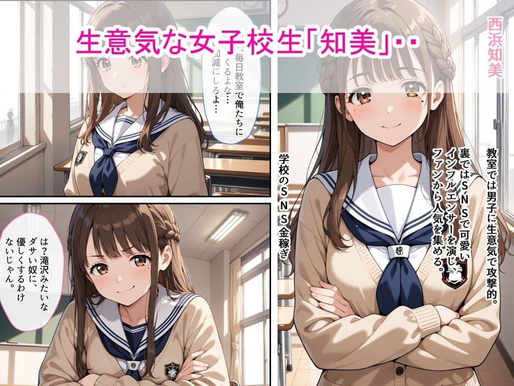 生意気女子校生がSNS配信の秘密を同級生に握られ教室で中出しされた話 サンプル画像 1