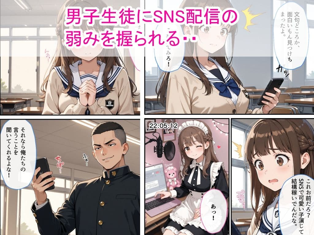 生意気女子校生がSNS配信の秘密を同級生に握られ教室で中出しされた話 サンプル画像 2
