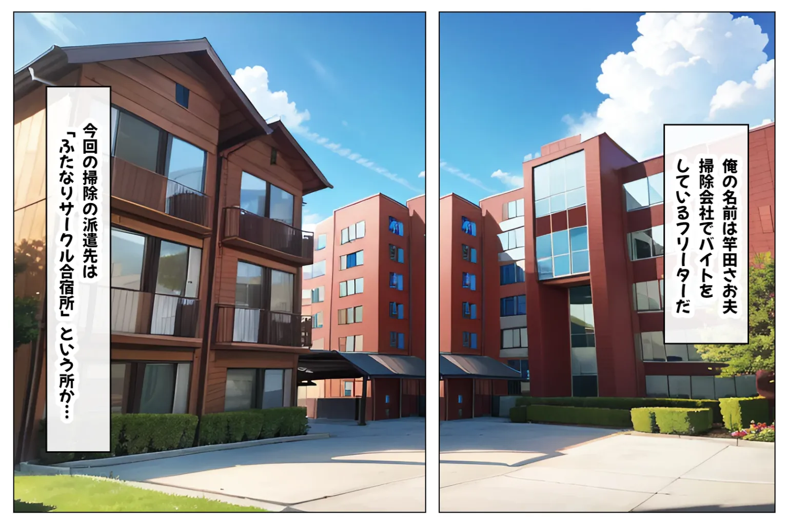 ふたなりハーレムサークルへようこそ!〜ふたなり女300人と俺のハーレムセックス合宿生活〜【1ぺージ1コマのマンガ風完全ストーリー】 - 2ページ