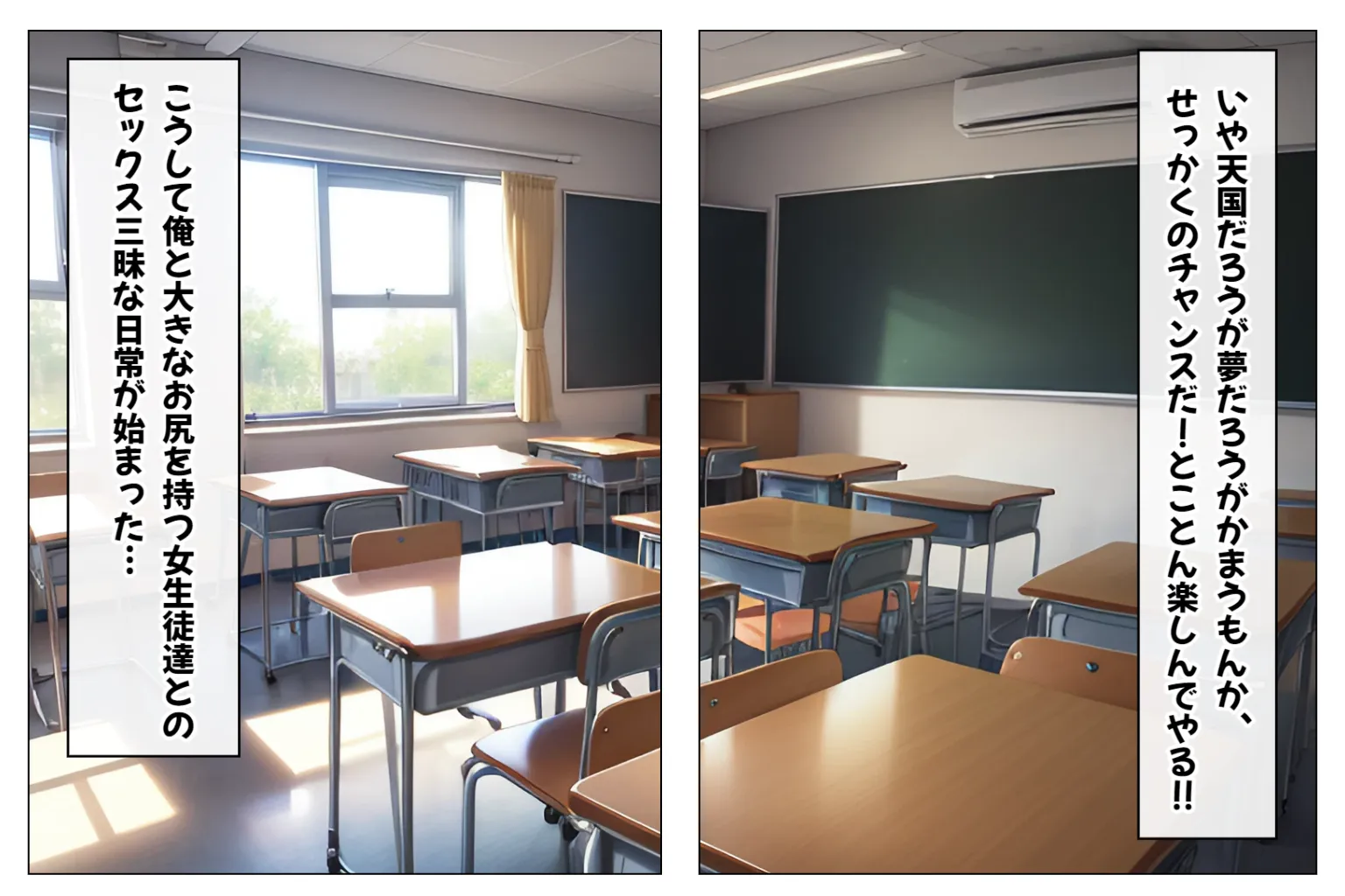 デカ尻ハーレム学園〜ハメてもハメても終わらない巨尻女子校生だらけのハーレム学園生活〜【1ぺージ1コマのマンガ風完全ストーリー】 - 3ページ