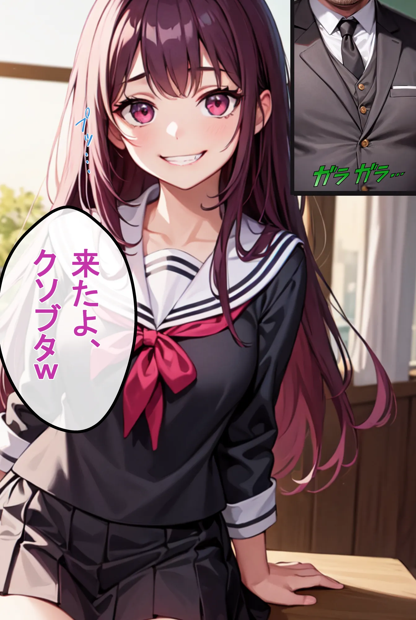 巨乳ギャルJKの教え子を角オナ画像で脅してSEXしてやった - 1ページ