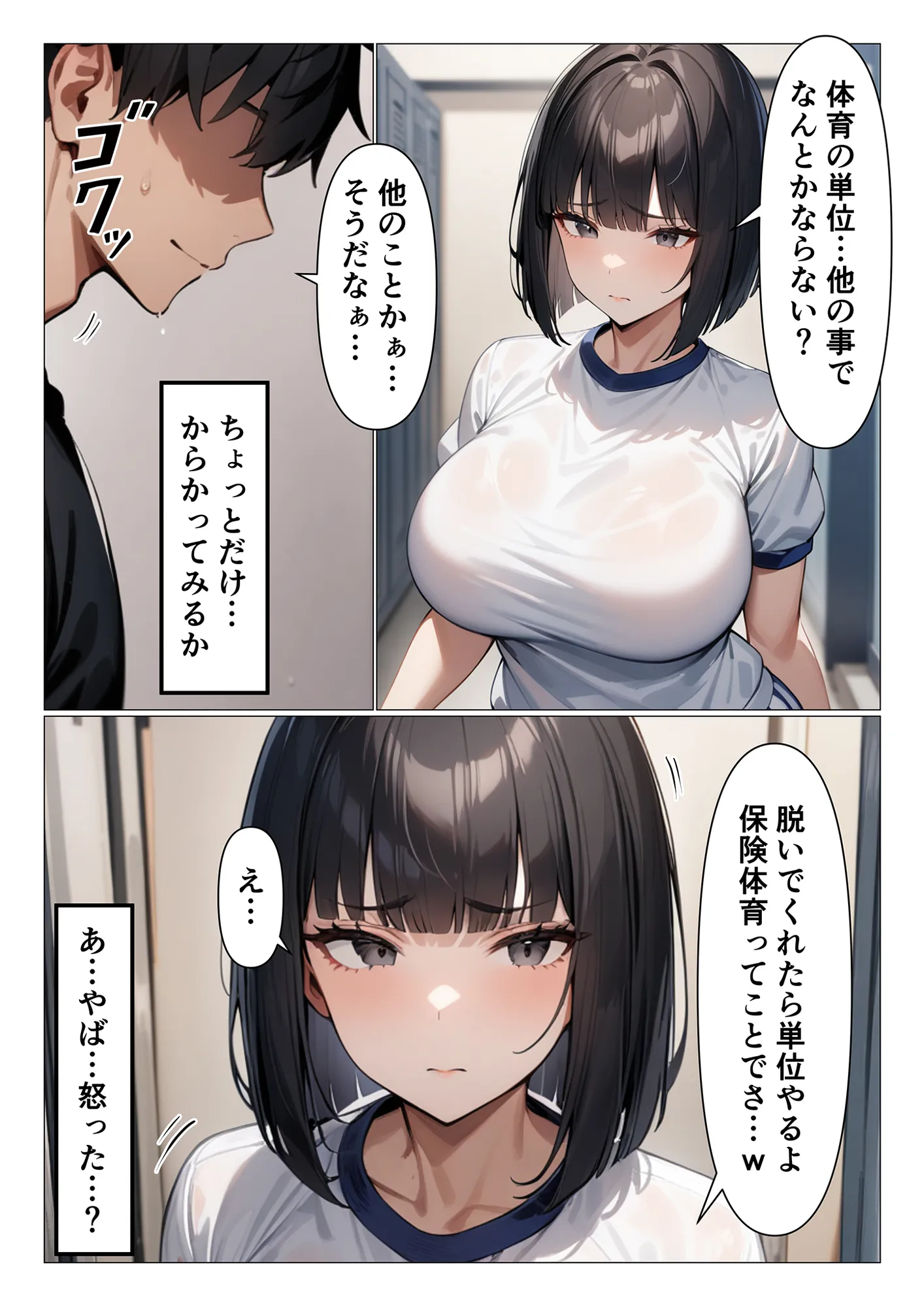 根暗な爆乳JKが身体を差し出し単位懇願してくる体育補習 - 3ページ