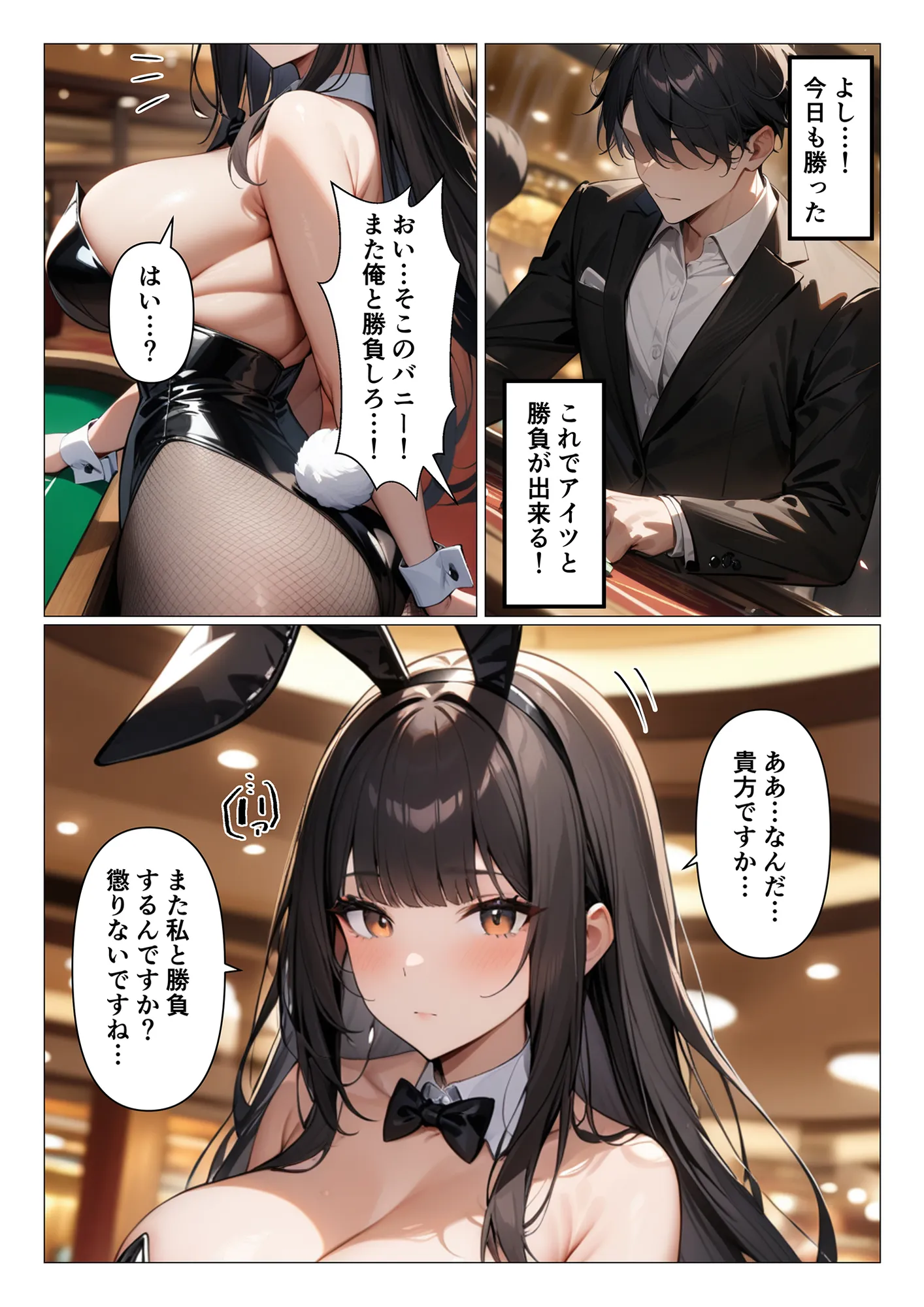 黒髪ドスケベバニーとカジノでエッチ勝負するお話 - 1ページ