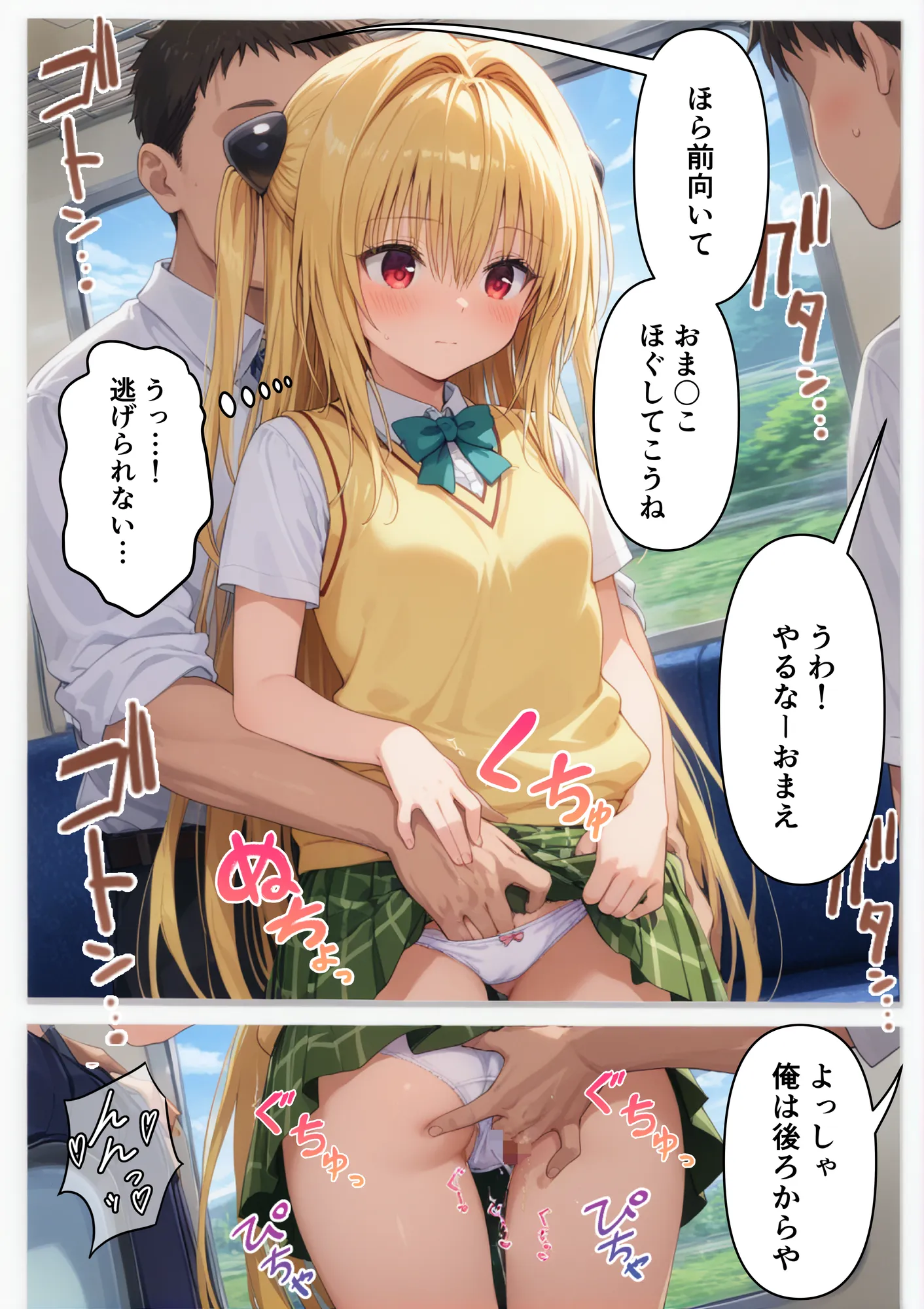 調教ヒロイン 金色〇闇(ヤミ)編 電車でオス達に痴〇されてメスにされました - 1ページ