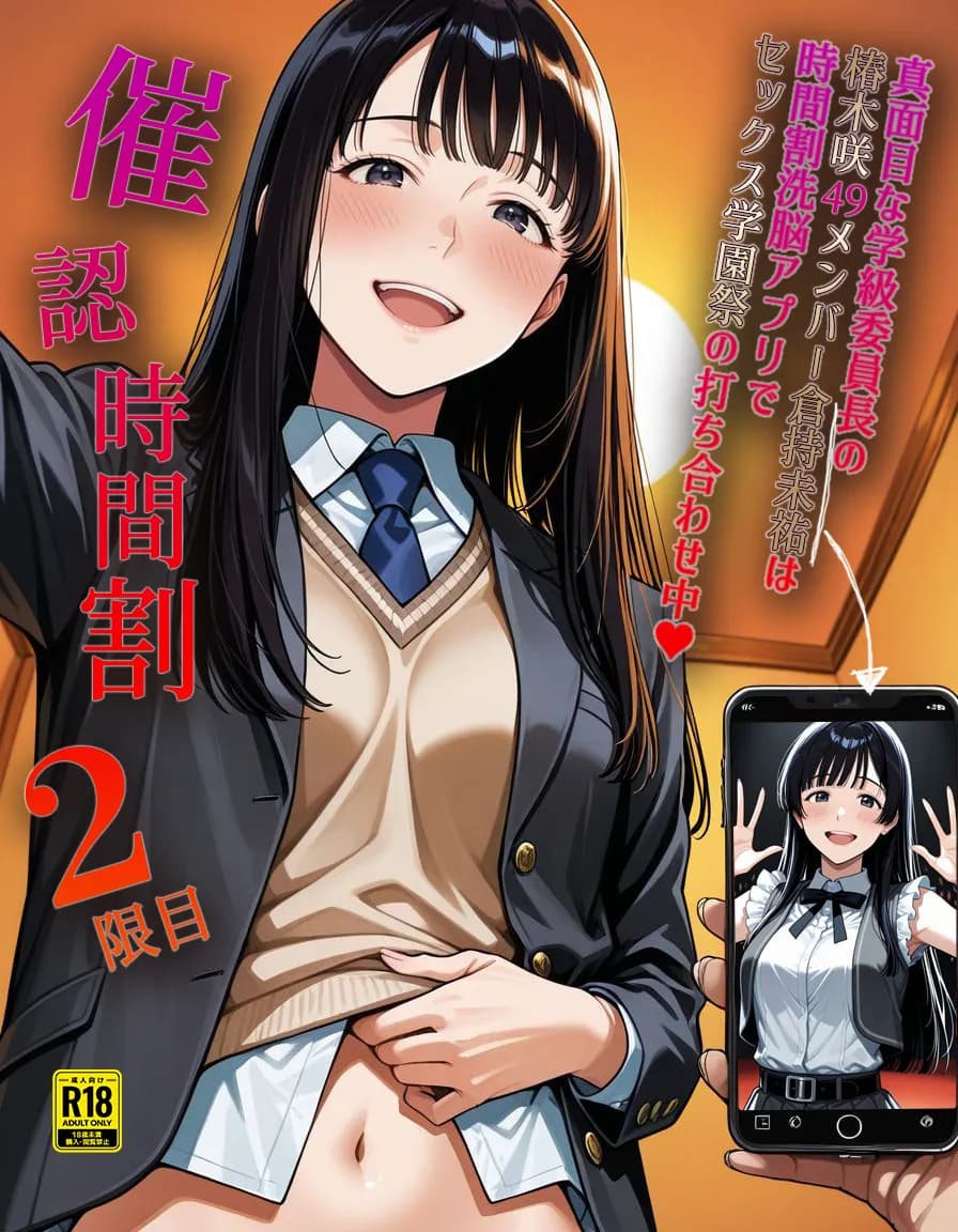 催認時間割2限目  真面目な学級委員長の椿木咲49メンバー倉持未祐は時間割洗脳アプリでセックス学園祭の打ち合わせ中(ハート) - 1ページ