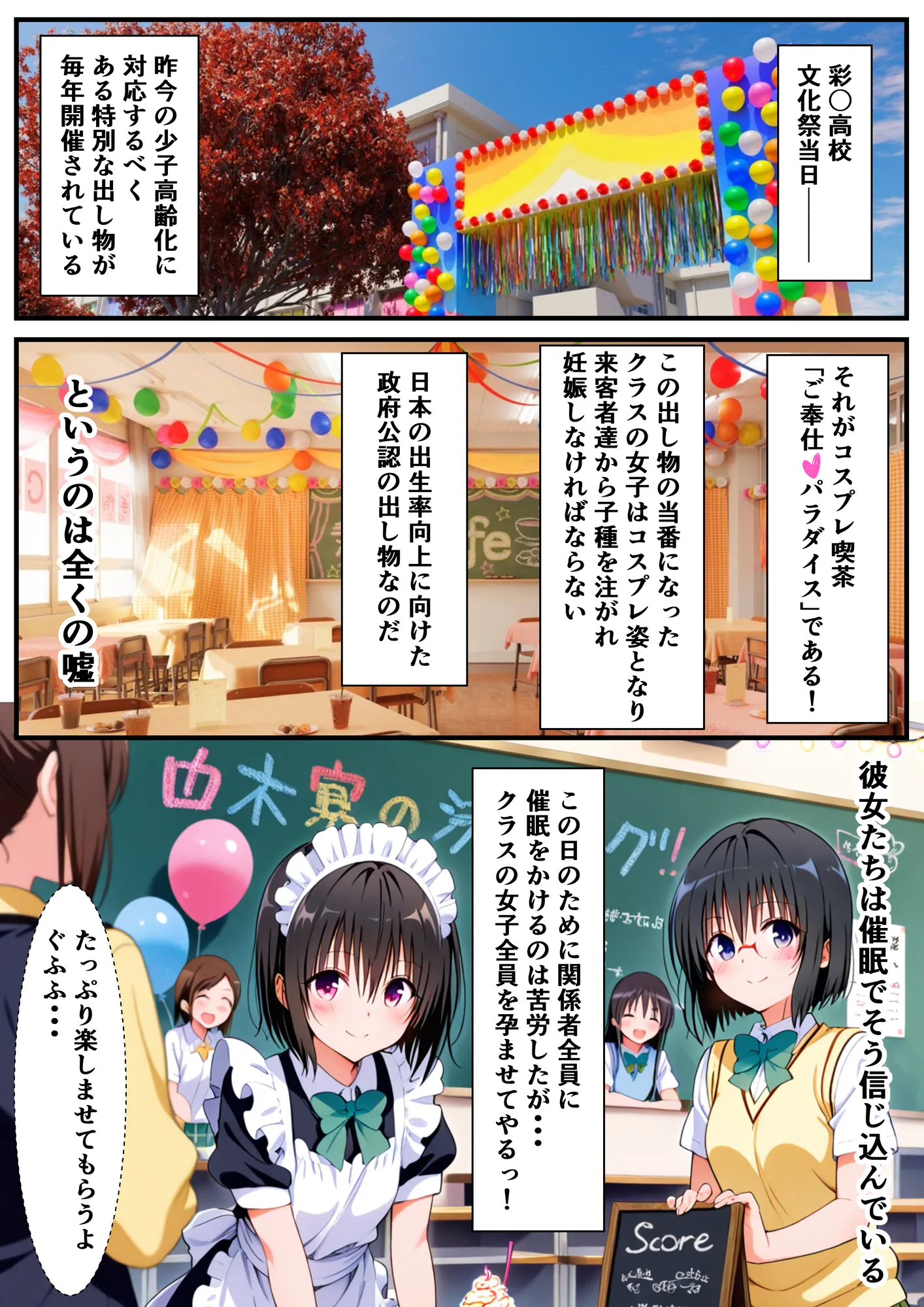 コスプレ催〇文化祭  文化祭で常識が壊れたヒロイン達の催〇ご奉仕喫茶 - 1ページ