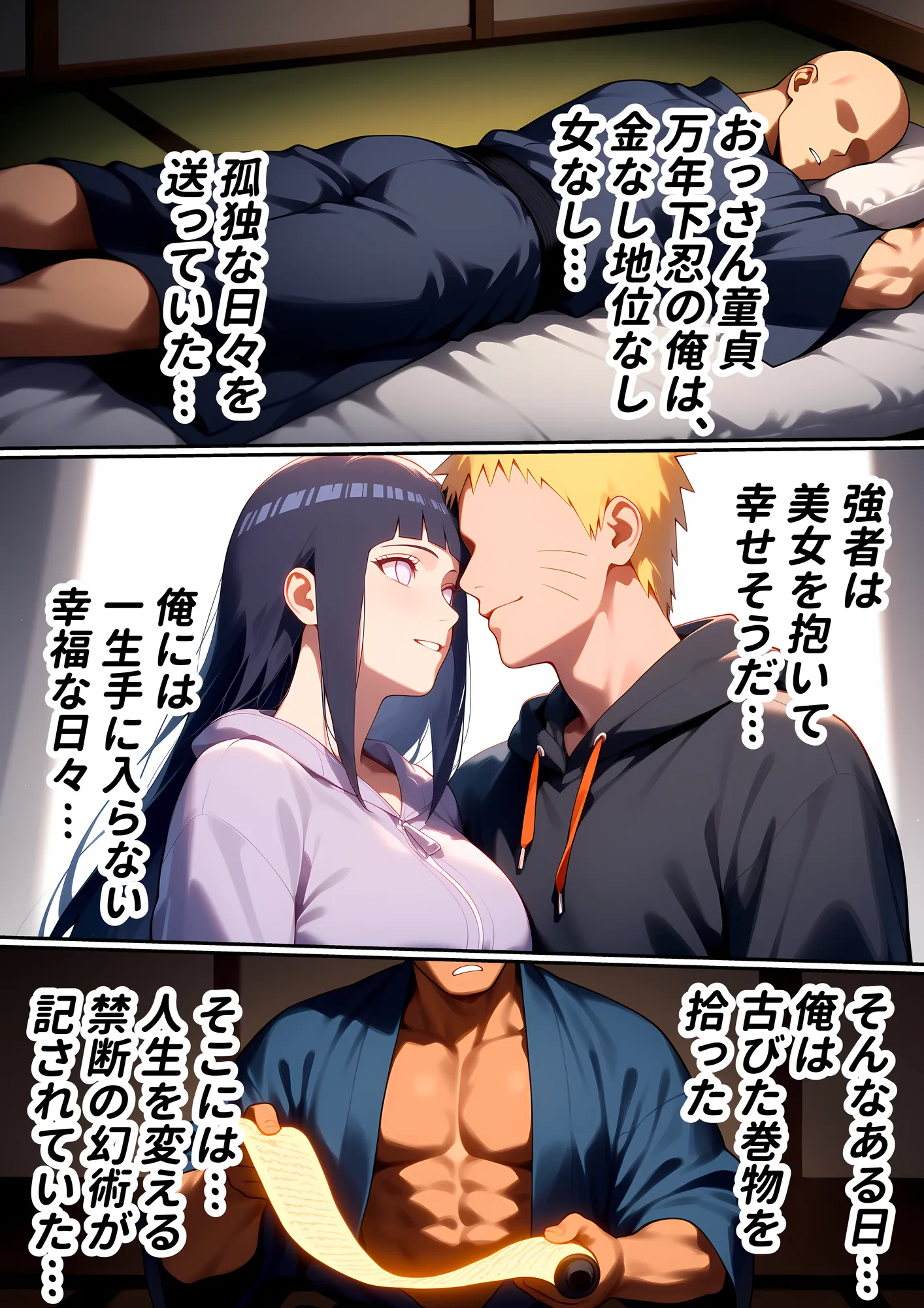 【フルカラー】幻術ハーレム忍法帖 1 ヒ●タ・ハ●ビ編|催●×快楽堕ち|禁断の幻術で心は抗うも体は快楽に堕ちる…忍ハーレム開幕! - 1ページ