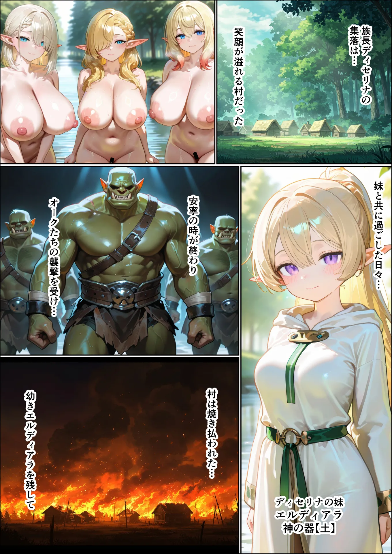 オークに何度も孕まされてボテ腹セックス堕ちするエルフのお話〜始源のエルフディセリナの場合 - 5ページ