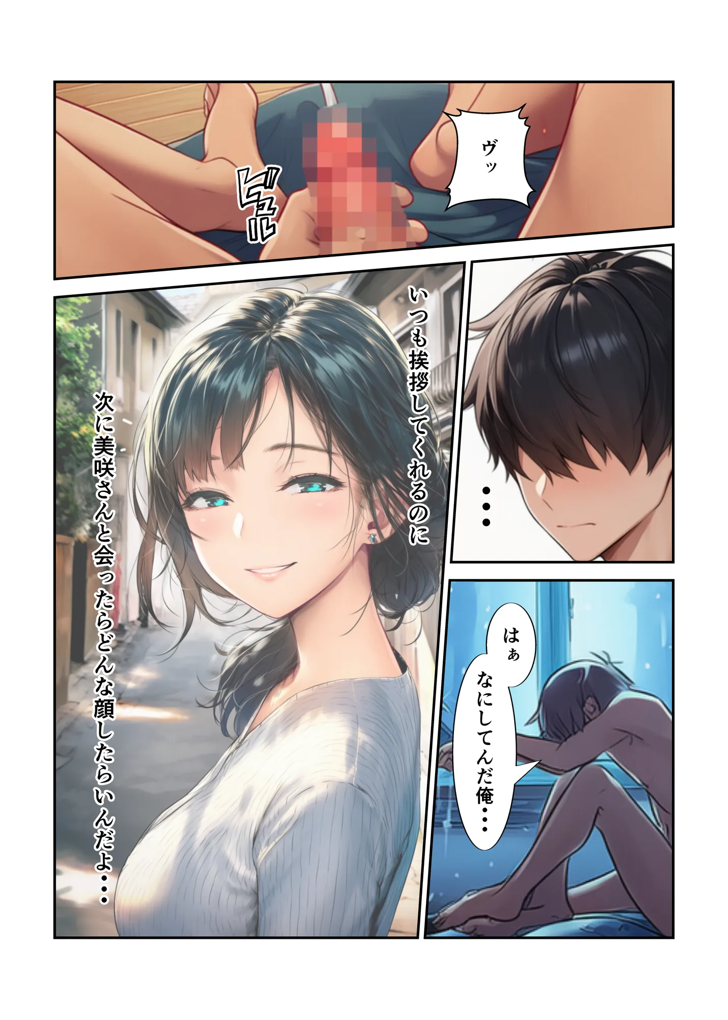 近所の人妻のセックスを覗き見したら2人だけの秘密の関係になっていて童貞卒業セックスが出来た話 - 4ページ