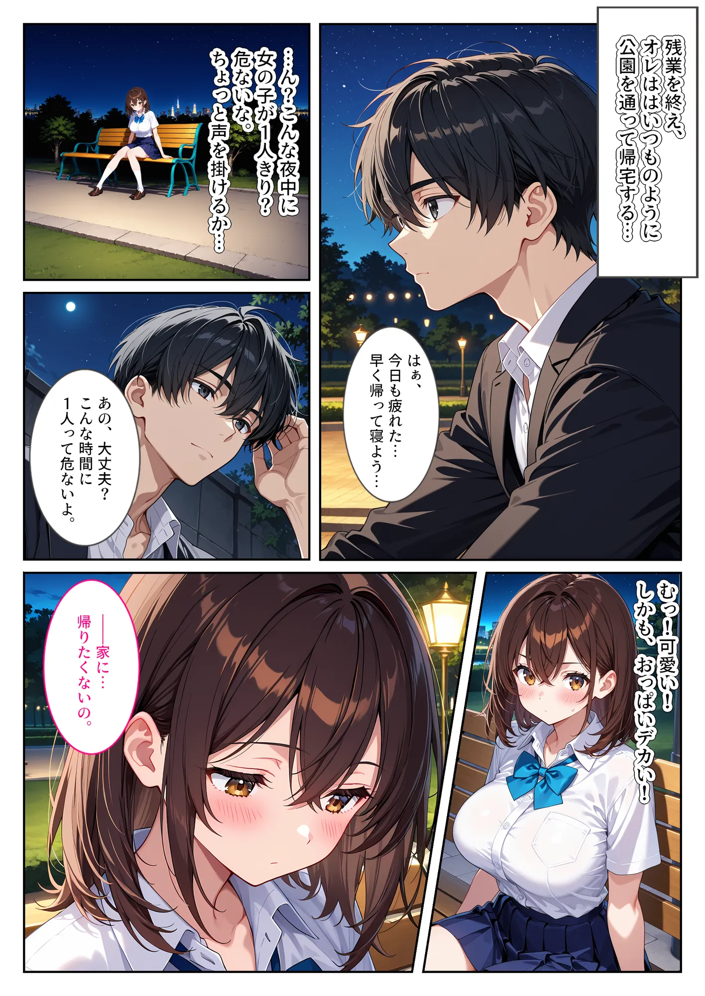 夜の公園で爆乳女子校生を拾ったら… - 2ページ